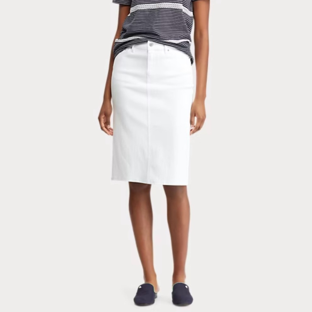Ralph Lauren White denim stretch pencil skirt NWT